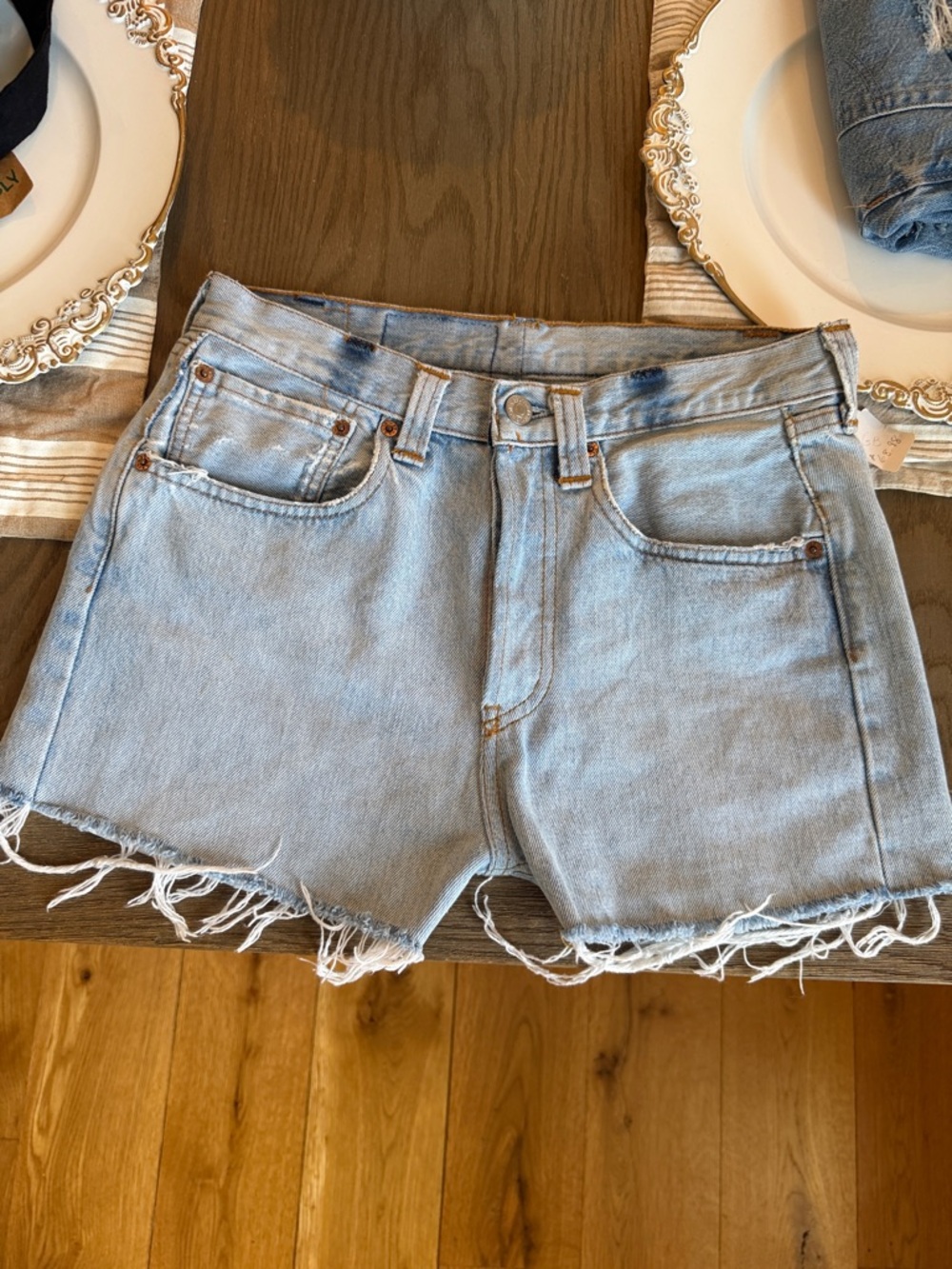 Levi's 501 vintage Light Blue Distressed Denim Cutoff Shorts